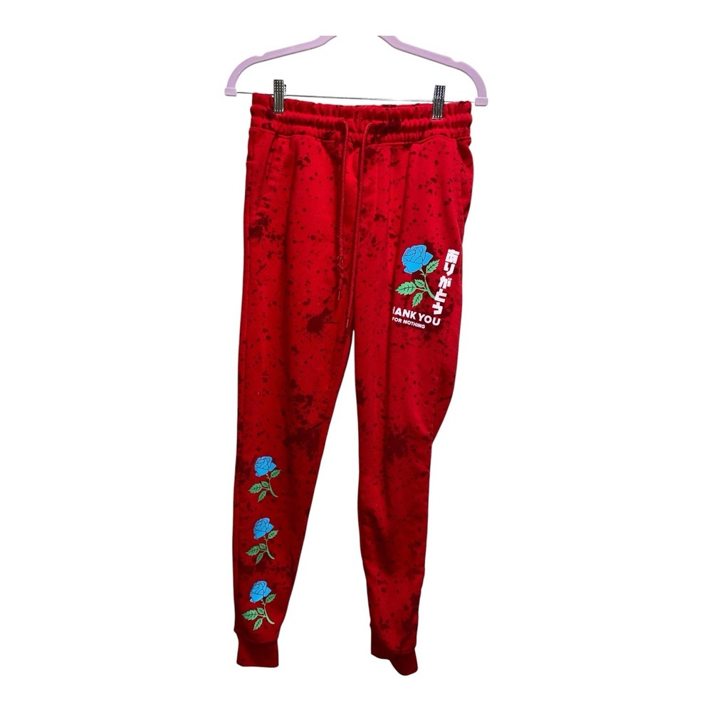 Brooklyn Cloth The Jogger Red Rose Graphic Splatter Sweatpants Men's Small